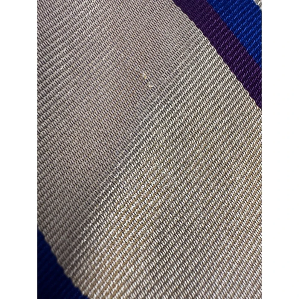 Brooks Brothers Makers Silk Repp Tie Gold Blue Burgundy Striped Made‎ in USA